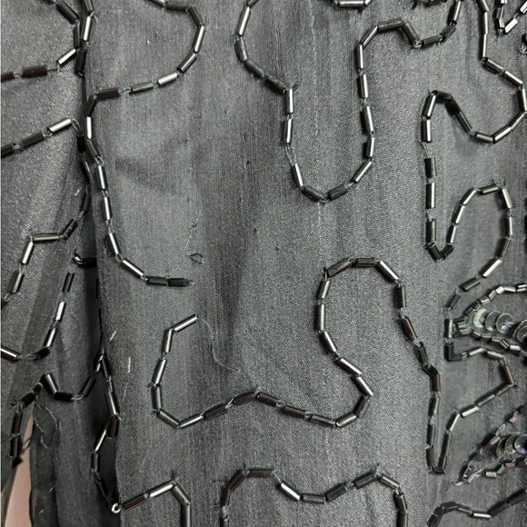 JMD New York Beaded Silk Black Jacket Cardigan Holiday Party Evening Wear - Picture 8 of 9